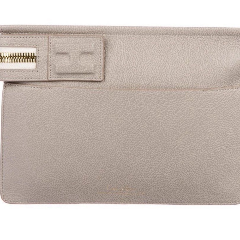 India Hicks Big Zipper Clutch- Taupe